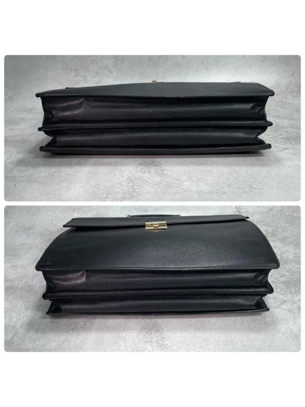 Gucci Handbag Briefcase Black Gold Leather